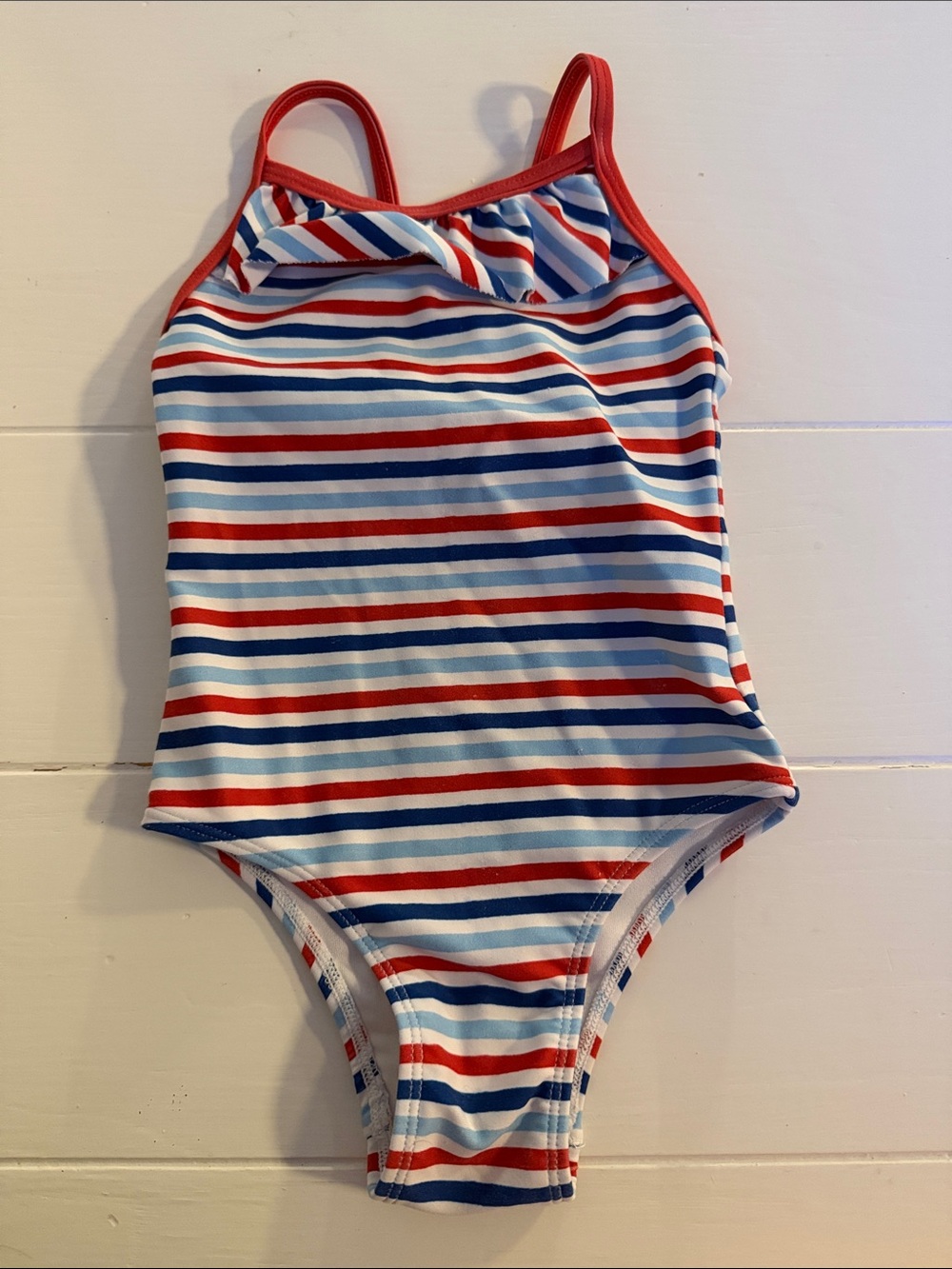 Little English Red, Blue & White Striped One-Piece Swimsuit
